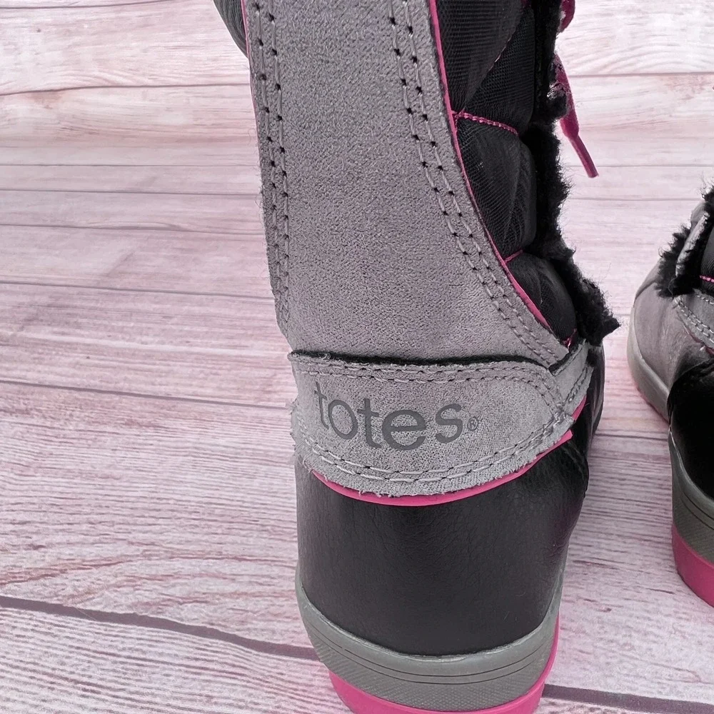 Totes Adventure Gear Shelby Black /Gray Winter Snow Boots Girls Size 12 Med